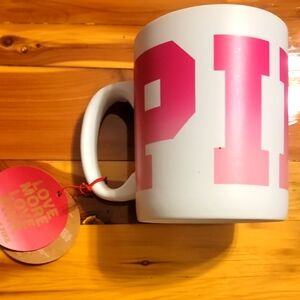 Victoria's Secret White and Pink Mug 29.76 Oz.